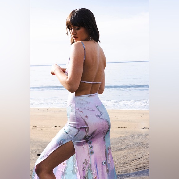 HILDUR YEOMAN The Siren Maxi Dress in Pink Mercury Sky - Picture 2 of 12